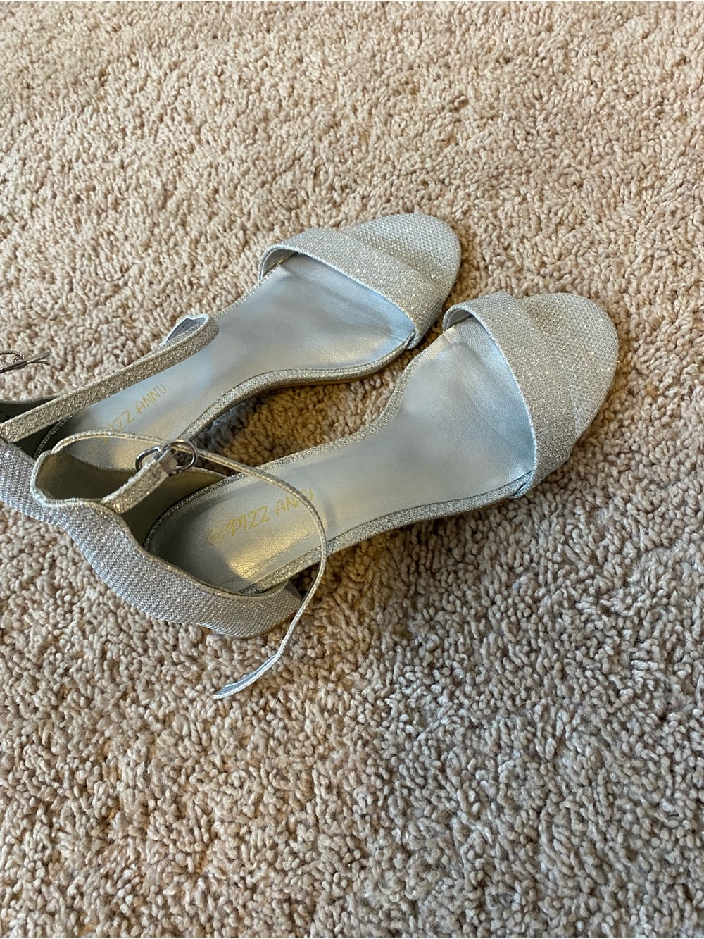 Windsor Silver Glitter Ankle-Strap Heels